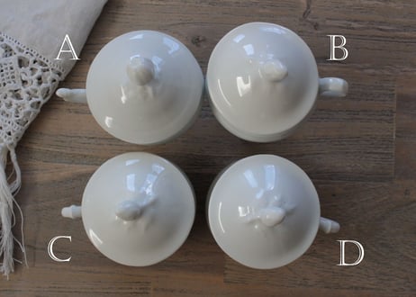 FranceAntiqueクリームポット【ポ・ア・クレム】ポーセレン白磁器 (数量4)