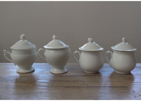 FranceAntiqueクリームポット【ポ・ア・クレム】ポーセレン白磁器 (数量4)