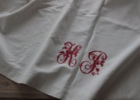 France Antique Linge Ancien Feuilles MONOGRAM“HL”シーツ