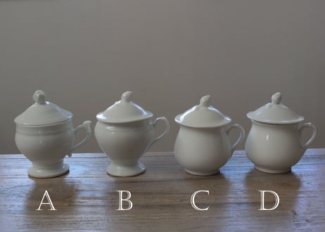 FranceAntiqueクリームポット【ポ・ア・クレム】ポーセレン白磁器 (数量4)