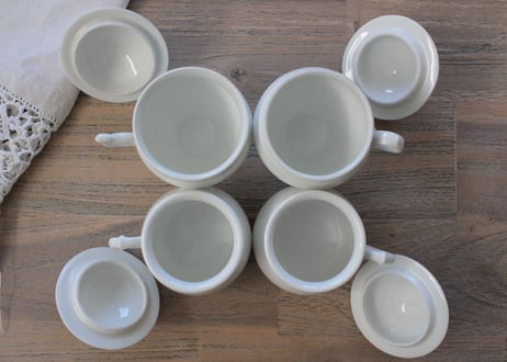 FranceAntiqueクリームポット【ポ・ア・クレム】ポーセレン白磁器 (数量4)