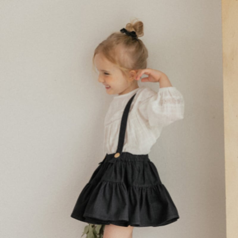 Wonny Ribbon【即納・取寄せ・受注生産】Black denim skirt (bla