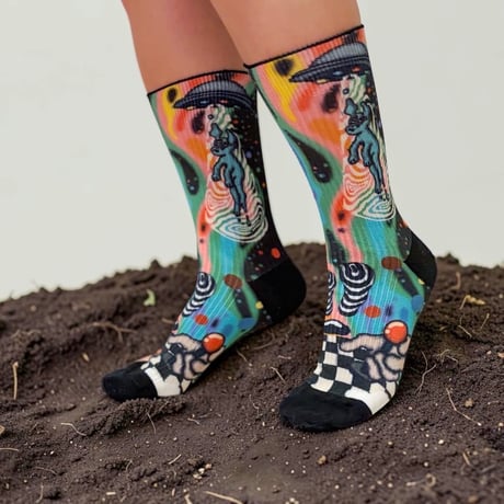 momo×bobo collaboration UFO printed sox