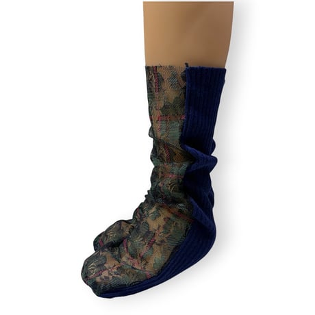 FLOWER CHECK RACE RIB SOCKS/FAKUI