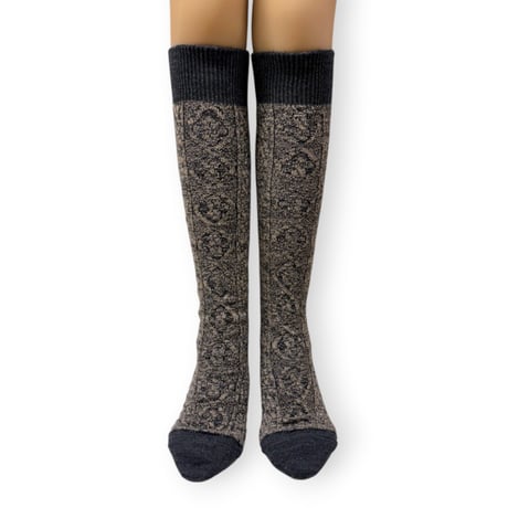 Melange Cable Knee High Socks/babaco