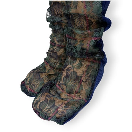 FLOWER CHECK RACE RIB SOCKS/FAKUI