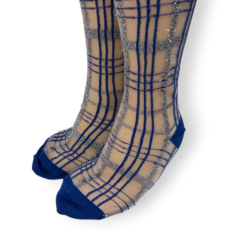 GLITTER CHECK SEE-THROUGH HIGH SOCKS/FAKUI