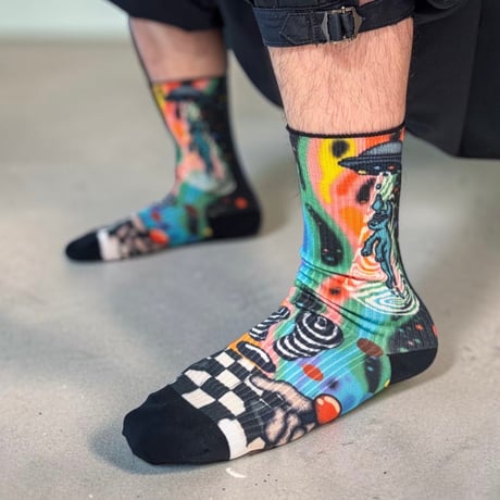 momo×bobo collaboration UFO printed sox