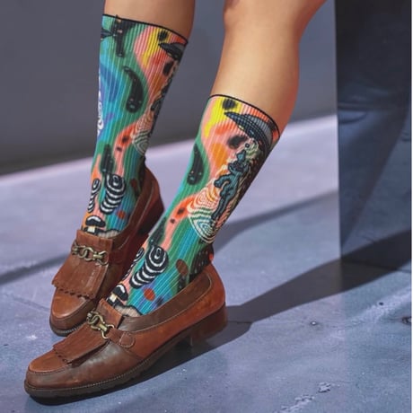 momo×bobo collaboration UFO printed sox
