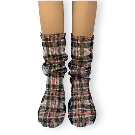FLOWER CHECK RACE RIB SOCKS/FAKUI