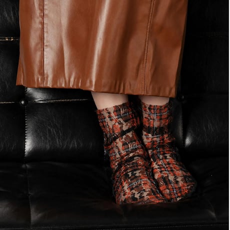 FLOWER CHECK RACE RIB SOCKS/FAKUI