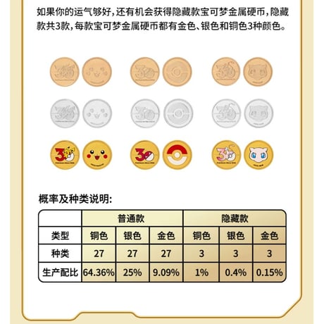 【外装破損の場合がございます】 中国限定 ポケモン 30周年記念シリーズ メタルコイン 【ブラインド全90種類からランダム1種】