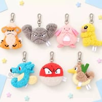 海外ポケモングッズ ポケモン × 3RD ROUND 韓国限定 ぺたんこぬいぐるみ 【ビリリダマ・イシツブテ・タッツー・サンド・ラッキー・カモネギ・ガーディ】