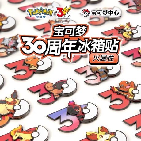 ポケモン 中国ポケモングッズ ポケモン30周年 炎タイプ マグネット ②