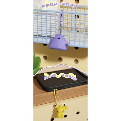 【外箱潰れの場合がございます】 海外ポケモングッズ Pokémon × HOLLYBOX メタモン＆ピカチュウ ペアストラップ 【6個セット】