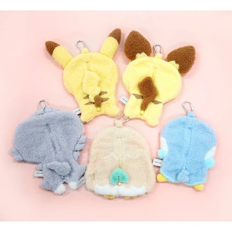 海外ポケモングッズ ポケモン × NOORI PLUS 韓国 ポケピース カラビナ付きぬいぐるみポーチ【全5種類／約17〜24cm】