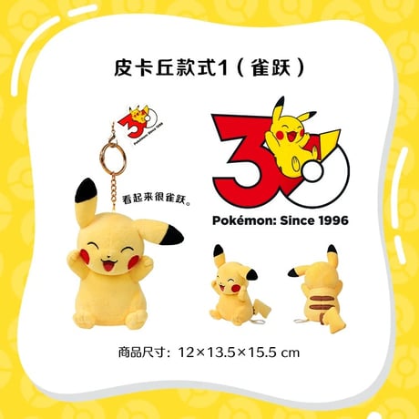 海外ポケモングッズ 中国限定 30周年記念シリーズ ピカチュウ ぬいぐるみ 【1～15】