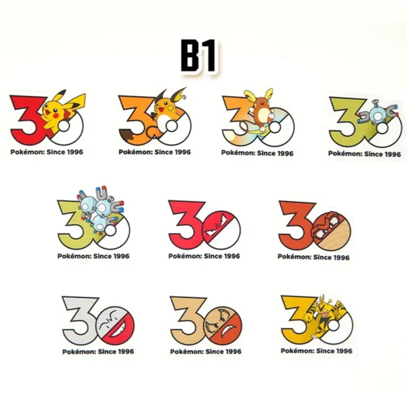 中国ポケモンセンターグッズ ポケモン30周年記念ロゴ ステッカー 10枚