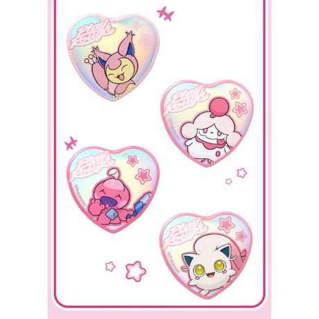 ポケモン 中国ポケモンセンター 嬉闹派对 Play Rough じゃれつくシリーズ サケブシッポ/エネコ/ペロリーム/カヌチャン 【ハート型バッジ4個セット】