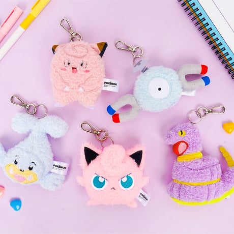 海外ポケモングッズ ポケモン × 3RD ROUND 韓国限定 ぺたんこぬいぐるみ 【プリン・アーボ・コイル・パウワウ・ピッピ】