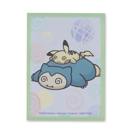 ポケモンカード 海外ポケモンセンター ピカチュウ＆カビゴン ちからつきた 【デッキシールド（65枚入り）】