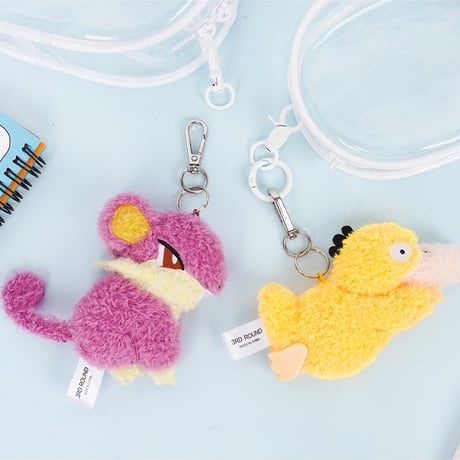 海外ポケモングッズ ポケモン × 3RD ROUND 韓国限定 ぺたんこぬいぐるみ 【バチュル・チルット・ナゾノクサ・コラッタ・コダック】