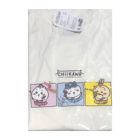 海外ちいかわグッズ CHIIKAWA in KOREA Tシャツ 【韓服 ちいかわ・ハチワレ・うさぎ(プリント)】