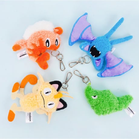 海外ポケモングッズ ポケモン × 3RD ROUND 韓国限定 ぺたんこぬいぐるみ 【ズバット・トランセル・ニャース・シャリタツ】