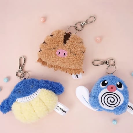 海外ポケモングッズ ポケモン × 3RD ROUND 韓国限定 ぺたんこぬいぐるみ 【ニョロモ・ウリムー・ホエルコ】