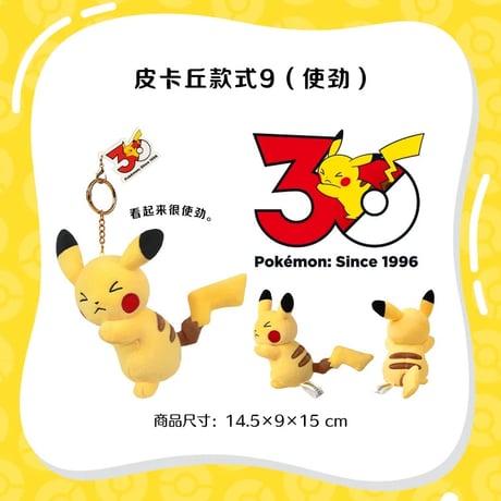 海外ポケモングッズ 中国限定 30周年記念シリーズ ピカチュウ ぬいぐるみ 【1～15】