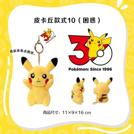 海外ポケモングッズ 中国限定 30周年記念シリーズ ピカチュウ ぬいぐるみ 【1～15】