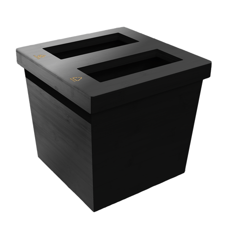 AB011B-L【代引不可・佐川急便】竹製 被せ蓋つきDUSTBOX(リサイクル)  ブラック