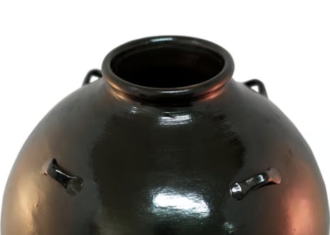 （漏れなし塾生用）名品黒壺3升耳付甕カメ≪レーザー加工付、付属品セット≫（縄なし）黒光りした甕かめが堂々とした存在感！沖縄の土で作る本場泡盛古酒＿ウィスキー、焼酎などの蒸留酒を熟成