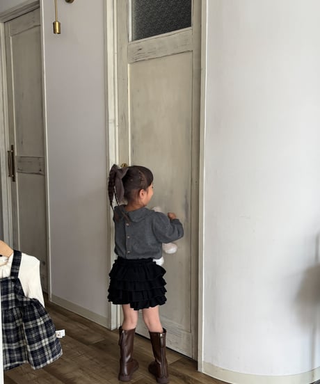 【即納】 black frill mini skirt