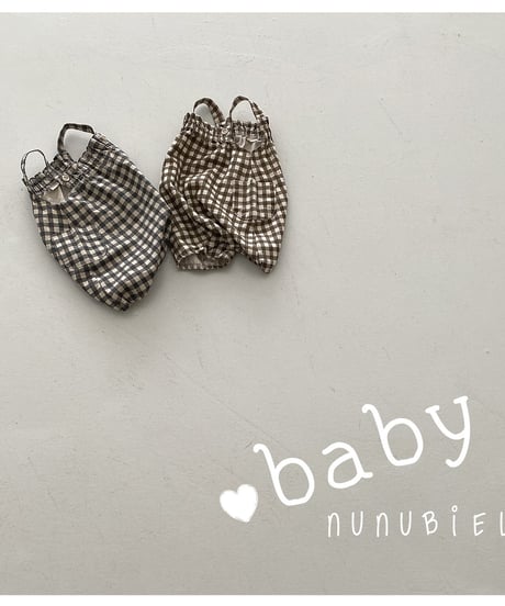 【即納】 checkerboard rompers ( brown / gray )