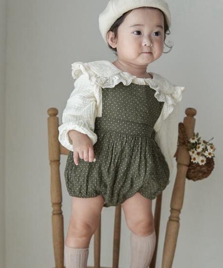 【即納】 olive rompers & blouse set