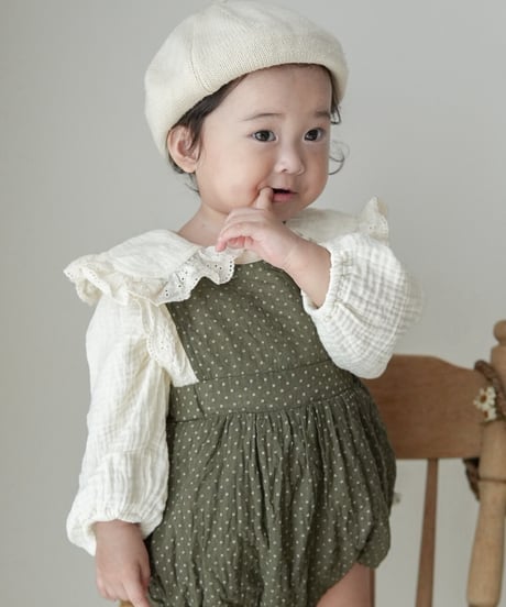 【即納】 olive rompers & blouse set