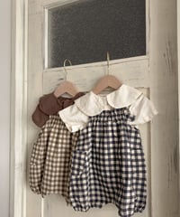 【即納】 checkerboard rompers ( brown / gray )