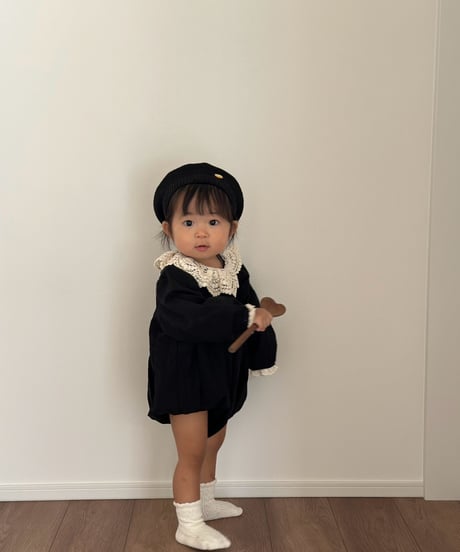 【即納】 noir lace rompers