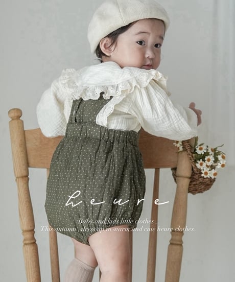 【即納】 olive rompers & blouse set