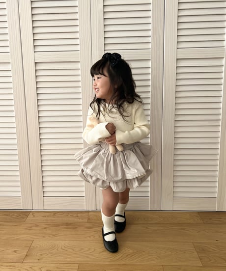 【即納】 mellow frill knit tops