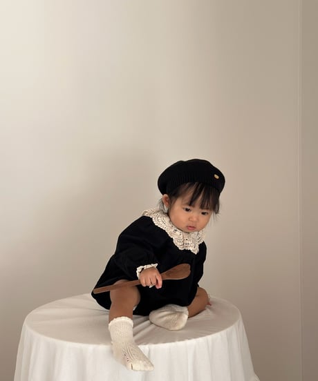 【即納】 noir lace rompers