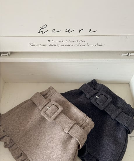 再再入荷 【即納】 classic belt skirt ( beige / charcoal gray )
