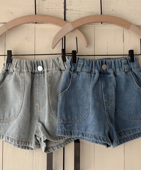 【即納】 short denim pants