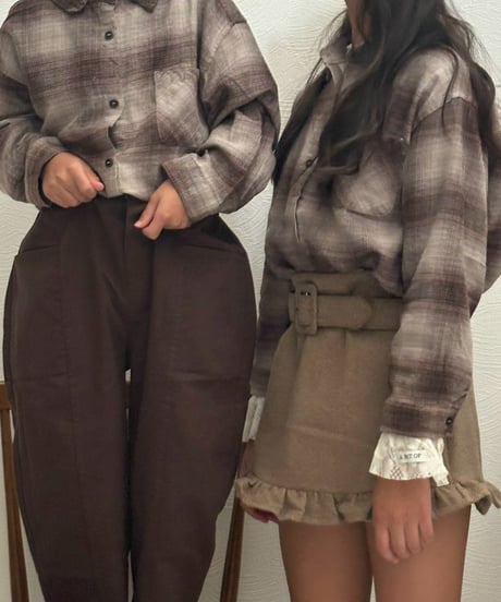 再入荷【即納】 mocha check shirts ( brown / black )