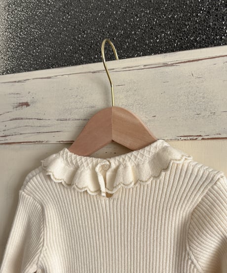 【即納】 mellow frill knit tops