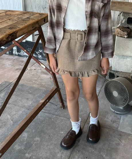 再再入荷 【即納】 classic belt skirt ( beige / charcoal gray )