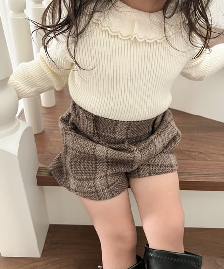 【即納】 mellow frill knit tops