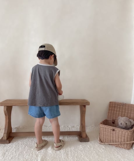 【即納】 border tanktop