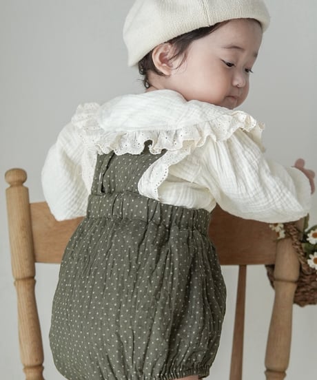 【即納】 olive rompers & blouse set